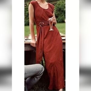 Moulinette Soeurs Anthropologie Guinevere Maxi Dress Brick Red